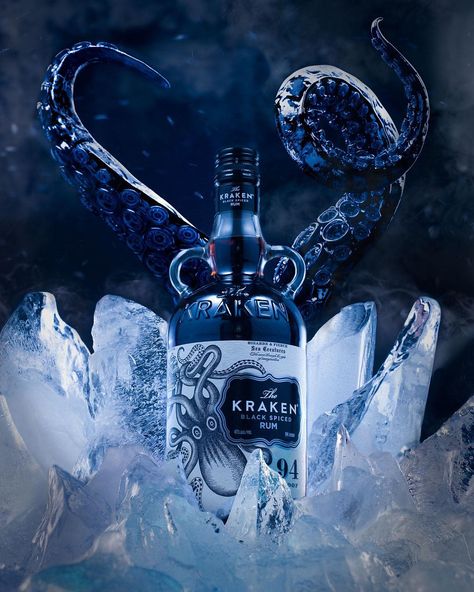 The Kraken Rum on Instagram: “Fear the white of winter and the black depths of the sea.  #ReleaseTheKraken #KrakenRum #Rum #TheKraken” Packshot Product, Kraken Rum, The Kraken, Advertising Photography, Kraken, Still Life Photography, Natural Flavors, Photo Inspiration, The White