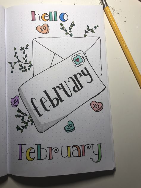 Journal Cover Page, February Bullet Journal, Bullet Journal Cover, Bullet Journal Cover Page, Love Lily, Bullet Journal Diy, Journal Cover, Cover Page, Journal Covers