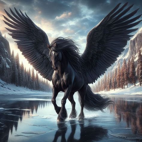 Black Pegasus, Pegasus Art, Abstract Horse Art, Unicorn Artwork, Dragon Horse, Magical Horses, Mythical Creatures Fantasy, Beautiful Horse Pictures, Unicorn Pictures