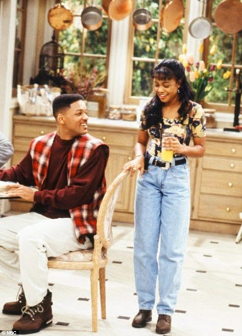 Nineties throwback: The 36-year-old actress was only 11 years old when she began her role as the 46-year-old actor's privileged, prissy cousin Ashley Banks on the NBC sitcom Prince Of Bel Air Fashion, Bel Air Fashion, Tatyana Ali, Ashley Banks, Fresh Prince Of Bel Air, Prince Of Bel Air, Black 90s, 90s Outfits, 90s Party