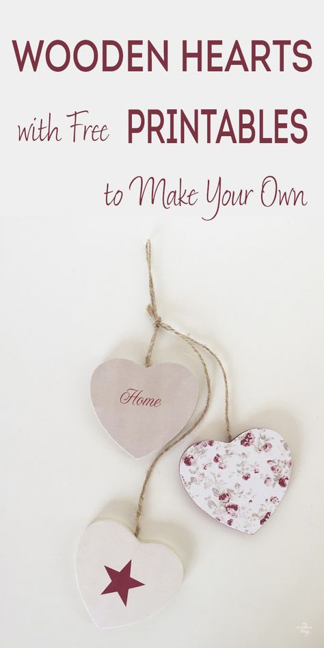 Wooden Heart Ideas, Small Wooden Hearts Crafts Ideas, Free Vintage Valentines Printables, Wooden Heart Painting Ideas, Wooden Heart Crafts, Wooden Hearts Crafts Ideas, Wooden Hearts Diy, Wood Heart Crafts, Wooden Hearts Crafts