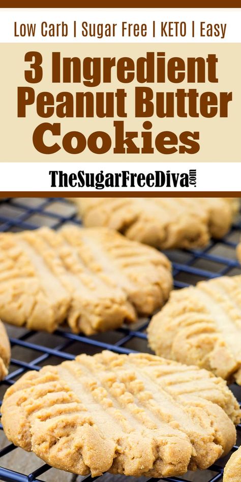 Peanut Butter Cookies Gluten Free, Butter Cookies Gluten Free, Sugar Free Peanut Butter Cookies, Sugar Free Cookie Recipes, 3 Ingredient Peanut Butter Cookies, Dolce Poche Calorie, Healthy Peanut Butter Cookies, Butter Cookies Easy, Keto Peanut Butter Cookies