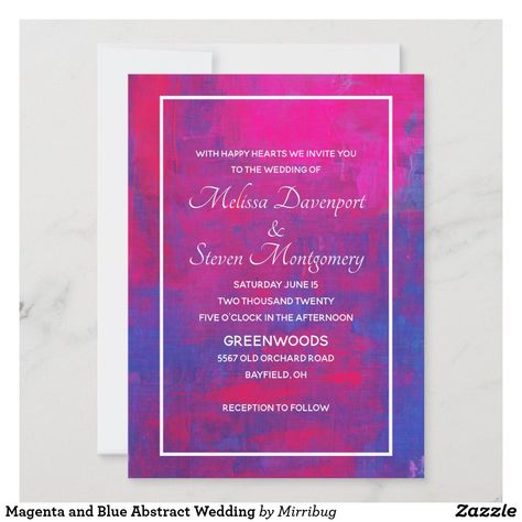 Abstract Wedding, Magenta Wedding, Pink Invitation, Cards Art, Happy Heart, Wedding Humor, Wedding Invitation Design, Blue Abstract, Blue And Pink