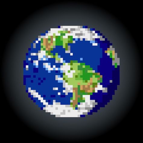 Earth Pixel Art, Planet Pixel Art, Pixel Earth, Minecraft Earth, Little Big Planet, Planets Art, 8 Bits, Vector Illustrations, Game Assets