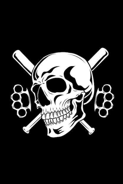 Skull with baseball bat and knuckle vect... | Premium Vector #Freepik #vector #gang #gang-logo #skull-logo #skull Gang Pics, Gang Logo, Knuckle Duster, Gangsta Style, Gang Gang, Skull Logo, Vector Photo, Just For Laughs Videos, Graffiti Art