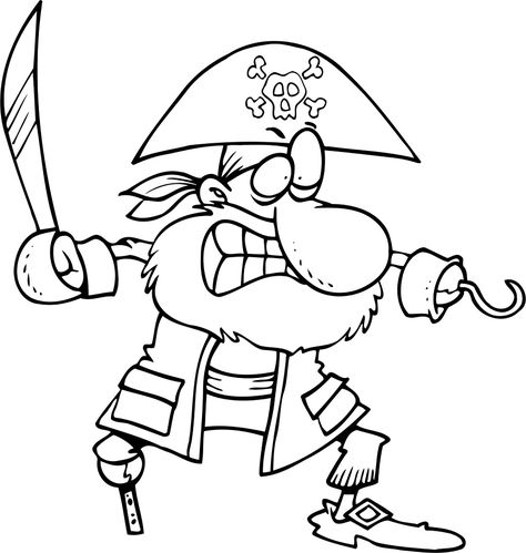 Cartoon Pirate Coloring Page - Free Printable Coloring Pages for Kids Cartoon Pirate, Pirate Cartoon, Pirate Coloring Pages, Cow Colour, Coloring Pages Free Printable, Coloring Pages For Boys, Cartoon Coloring Pages, Clipart Black And White, Kids Clipart