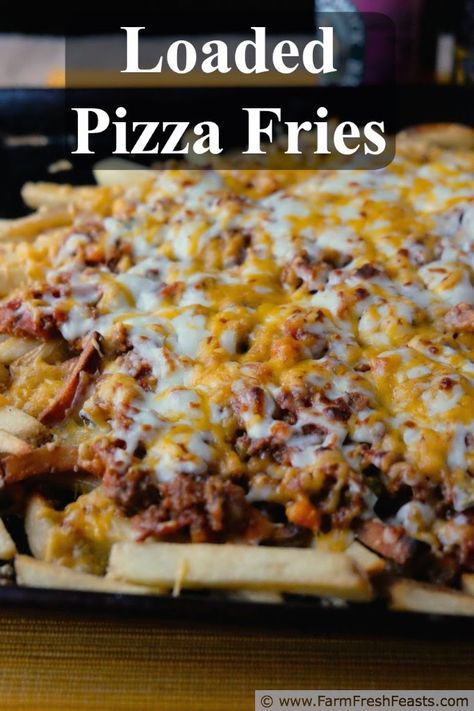 Loaded Pizza Fries #EatWithWest #ChubbyChasingMission #CysticFibrosisAwareness Topped Fries, Pizza Fries Recipe, Street Fries, Loaded Fries Recipe, Totchos Recipe, Superbowl Foods, Best Superbowl Food, Dirty Fries, Fries Recipes