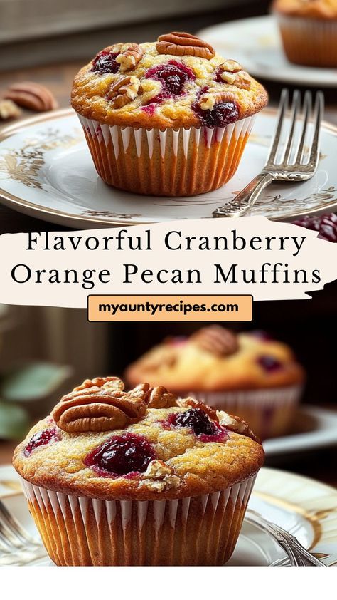 Enjoy the taste of the season with our Flavorful Cranberry Orange Pecan Muffins! These muffins feature a delightful mix of tart cranberries, sweet orange zest, and crunchy pecans, creating a delicious combination. Perfect for breakfast or a snack, they are easy to make and a great addition to your fall baking repertoire. Don’t miss out on this seasonal favorite! Cranberry Pecan Dessert, Cranberry Orange Pecan Bread, Cranberry Orange And Pecan Muffins, Cranberry Orange Pecan Muffins, Healthy Cranberry Orange Muffins, Cranberry Muffins With Dried Cranberries, Cranberry Pecan Muffins, Orange Cranberry Bread, Christmas Muffins