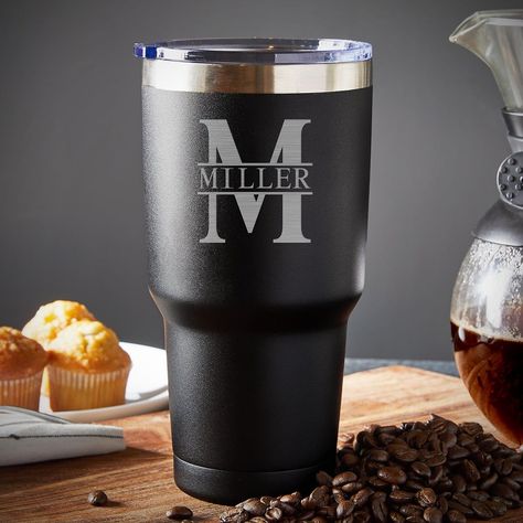 Made for folks with monster thirst! If you have a hard time rolling into work without your morning cup of joe, this insulated personalized drink tumbler is your remedy. Constructed from 18/8 BPA-free stainless steel, each travel tumbler is double-walled and vacuum insulated with the ability to keep your liquids scorching for 6 hours or nice and cold for an entire 24. This insulated tumbler features the selected design of your choice making it a great gift for the guy on the go. This stainless st Tumbler For Men, Personalized Coffee Tumbler, Pool Party Supplies, Home Bar Accessories, Drink Tumbler, Wedding Gifts For Groomsmen, Drinks Tumbler, Engraved Tumbler, Groomsmen Proposal