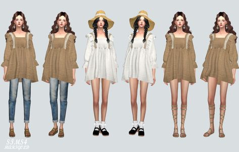 Marigold Sims 4, Babydoll Mini Dress, Sims 4 Dresses, Sims 4 Cc, Sims Cc, Blouse Dress, Sims 4, Baby Dolls, Flapper Dress