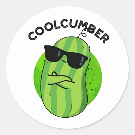 Coolcumber Funny Veggie Cucumber Pun features a cute cucumber looking really cool . Perfect pun gift for family and friends who love cute veggie cucumber puns. Cucumber Cartoon, Cool As A Cucumber Quote, Puns Cards, Cucumber Clipart, Cucumber Illustration, Encouragement Puns, Cucumber Tree, Cute Cucumber, Vegetable Puns Funny