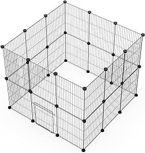 LANGXUN DIY Small Animal Pet Playpen with Door, Puppy Playpen, Rabbit, Guinea Pig Cages, Kitten Playpen | Indoor & Outdoor Portable Metal Wire Yard Fence, 24pcs Pet Panels Kitten Playpen, Guinea Pig Cages, Fence Metal, Puppy Playpen, Bunny Room, Yard Fence, Pet Playpen, Rabbit Cage, Guinea Pig Cage