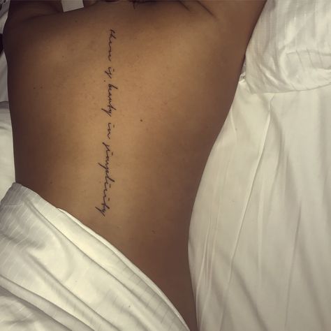 #tattoo #back #mine #thereisbeautyinsimplicity #inlove Spine Tattoos For Women God, Small Spine Tattoos For Women, Spine Back Tattoo, Small Spine Tattoos, Girl Spine Tattoos, Back Tattoo Women Spine, Faith Tattoo On Wrist, Forearm Tattoo Quotes, Small Back Tattoos