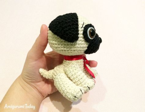 Baby Pug Dog crochet pattern by Amigurumi Today Baby Pug, Dog Amigurumi, Amigurumi Today, Mini Amigurumi, Dog Crochet, Crochet Dog Patterns, Baby Pugs, Tiny Puppies, Amigurumi Animals