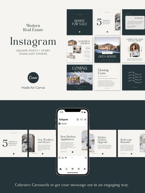 Real Estate Post Instagram, Instagram Real Estate Posts, Luxurious Social Media Design, Luxury Real Estate Social Media Design, Coming Soon Real Estate Post, Real Estate Posts Ideas, New Listing Real Estate Post, Real Estate Carousel Post, Instagram Real Estate Post Ideas