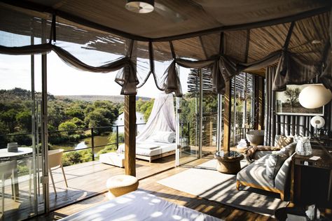 African Safari Lodge, Luxury African Safari, Nest Building, Travel House, Luxury Lodge, Safari Lodge, Sleeping Under The Stars, Kruger National Park, Travel And Leisure