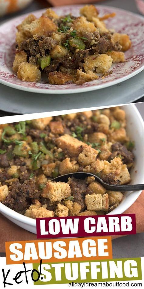 You do NOT need to miss out on Thanksgiving stuffing! This keto sausage and bread stuffing is even better than the traditional kind. Many readers say their guests went back for more of THIS before they ate the traditional stuff. It's a must make low carb holiday side dish. #ketothanksgiving #ketorecipes #ketoholidays #ketostuffing #lowcarbrecipes Keto Sausage Stuffing, Traditional Stuffing, Keto Stuffing, Low Carb Holiday Recipes, Sausage Stuffing Recipe, Skillet Bread, Bread Stuffing, Keto Sausage, Keto Holiday Recipes