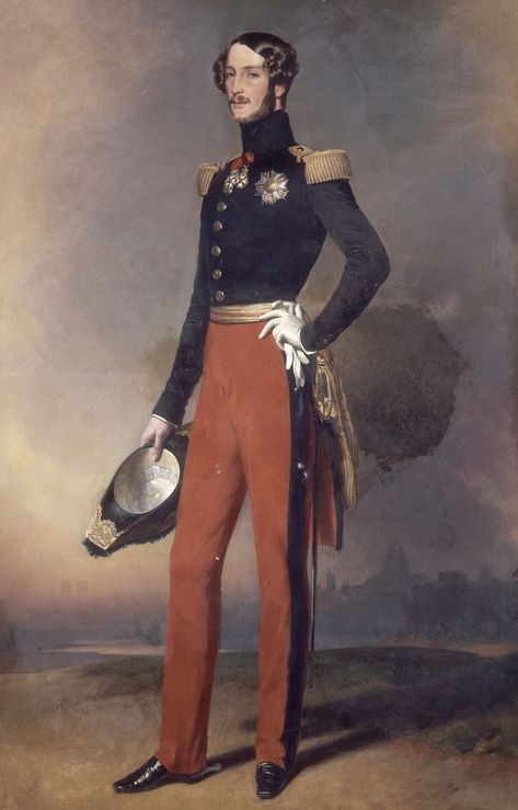 Duke of Orléans posthumous portrait Winterhalter - Category:Prince Ferdinand Philippe, Duke of Orléans - Wikimedia Commons Royal Portraits Painting, French Prince, Franz Xaver Winterhalter, Digital Pics, Princess Louise, Fashion Timeline, Men's Uniforms, Male Portrait, Military Uniform