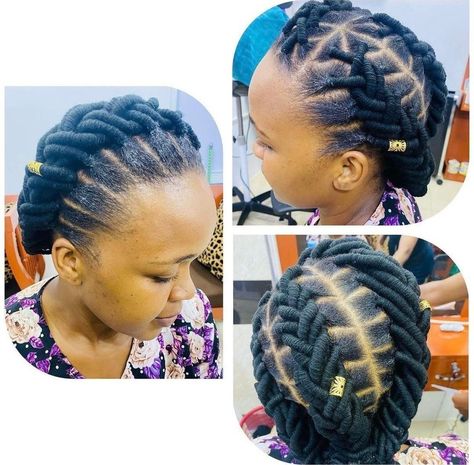 Hairstyle With Wool, Kiko Hairstyle With Wool, Kiko Hairstyle, Brazilian Braids, Thread Hairstyles, Threading Hairstyles, Threaded Hair, Wool Braids, Brazilian Wool Hairstyles