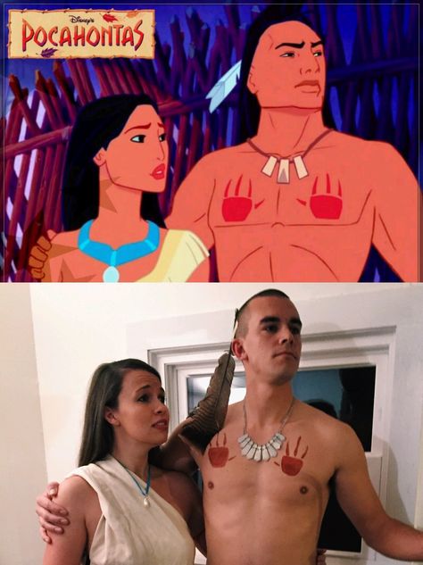 Couples Halloween Costumes | Pocahontas Impreza Przebierana, Pocahontas Halloween Costume, Pocahontas Halloween, Pocahontas Cosplay, Halloween Costume Scary, Couples Halloween Costumes, Couples Halloween Costume, Scary Halloween Costumes, Couples Halloween