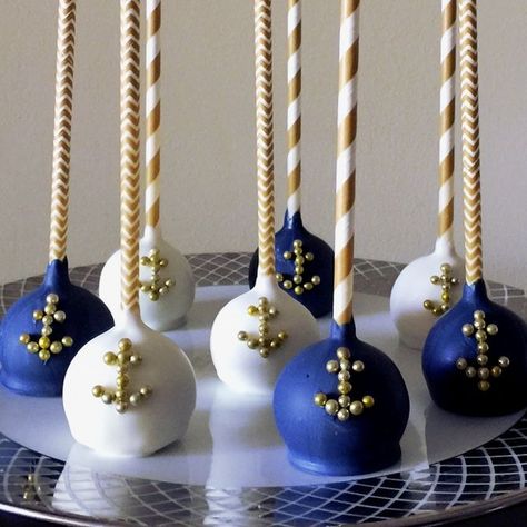 Nautical Cake Pops, Cake Pop Cake, Baby Shower Themes For Boys, Nautical Baby Shower Boy, Sailor Baby Showers, Sailor Theme, Trendy Baby Shower Themes, Nautical Bridal Showers, Pop Cake