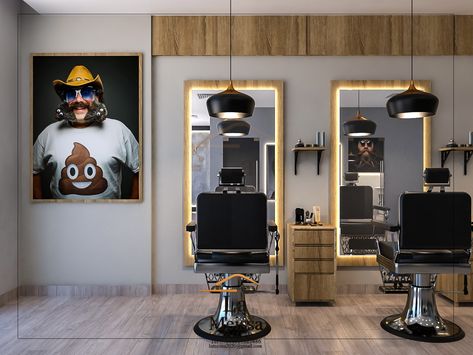 DUBAI GENTS SALON DESIGN LA MEISSA INTERIORS LLC ,0557327486 Salon Outside Decor, Barbershop Design Interior, Greaser Hair, Barber Shop Interior, Barbershop Design, Beauty Parlour, Salon Interior Design, Beauty Parlor, Salon Design