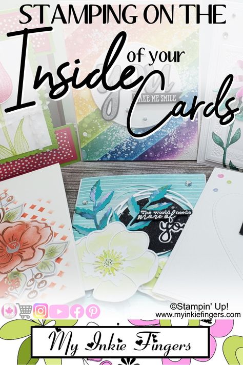 What do you do with the INSIDE of your cards? Today I will show you some very simple techniques for designing and stamping on the inside of your handmade greeting cards. ---My Inkie Fingers, Card Making for Beginners, Card Making Ideas, Card Making Tutorials, Card Making techniques, DIY Card Making, Stampin' Up!, Stamping Up!, Stampin Up Cards, Stamping Up Cards, Stamped Cards, How to Stamping, Make Your Own Cards, Stamping Tips Stampin Up Inside Card Ideas, Stamps For Card Making, Inside Of Homemade Cards, Decorating Inside Of Handmade Cards, Inside Card Ideas Handmade, Inside Of Cards Ideas Birthday, Ideas For Inside Of Cards, Inside Greeting Card Ideas, Inside Card Design