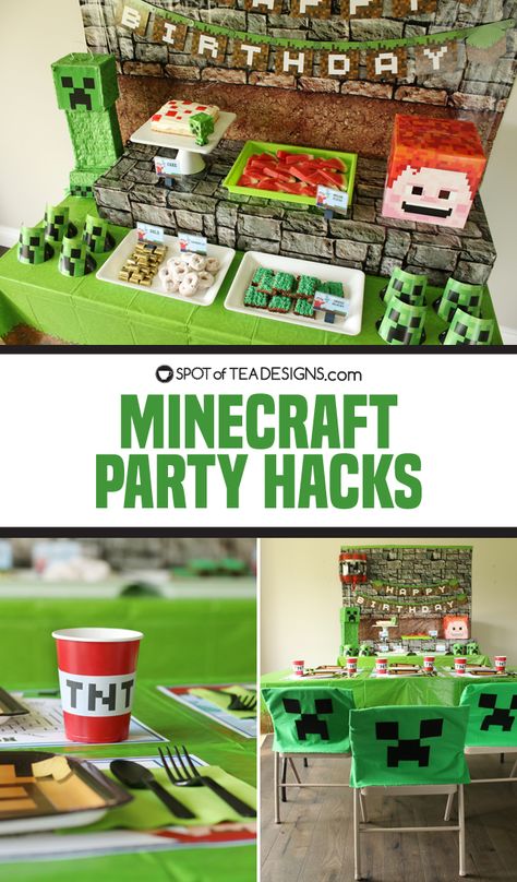 Stone Wall Backdrop, Party Chairs, Brownie Toppings, Fruit Roll, Party Setup, Fruit Roll Ups, Party Hacks, Tea Design, Minecraft Party