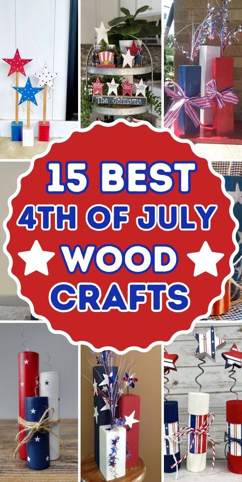 Celebrate the 4th of July with these 15 amazing wood craft ideas that will add a touch of patriotism to your home decor. From rustic American flags to festive star-spangled banners, these DIY projects are perfect for showing off your red, white, and blue spirit. Get creative with your woodworking skills and bring a little bit of Americana into your space this Independence Day. #4thofJuly #woodcrafts #DIYdecor #patrioticdecor Red White And Blue Signs Diy, 4th Of July Wood Crafts Diy Projects, 4th Of July Wood Crafts, Patriotic Signs, Eagle Wall Art, Blue Spirit, Rustic American Flag, Patriotic Sign, Military Honor