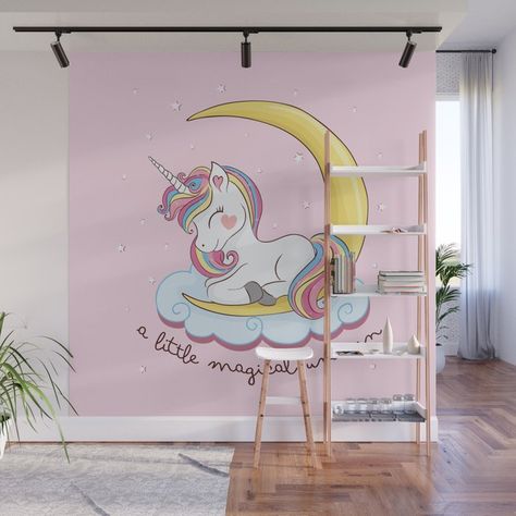 Unicorn Mural Bedroom, Painted Unicorn Wall Mural, Unicorn Wall Painting, Unicorn Mural, Unicorn Wall Mural, Unicorn Alphabet, Rainbow Mural, Unicorn Wall Decor, Castle Crafts