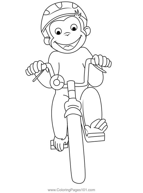 Curious George Rides A Bike Coloring Page Bike Coloring Page, Curious George Printables, Boat Coloring Page, Curious George Coloring Pages, Monkey Coloring Pages, Toddler Arts And Crafts, Curious George, Toddler Art, Coloring Pages Printable