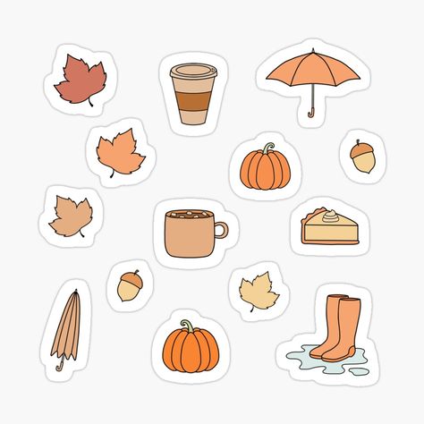 Get my art printed on awesome products. Support me at Redbubble #RBandME: https://www.redbubble.com/i/sticker/Pack-of-cute-fall-doodles-by-Pastel-PaletteD/56724889.EJUG5?asc=u Cute Autumn Doodles, Fall Sticker Ideas, Cute Fall Doodles, Fall Stickers Aesthetic, September Stickers, Cute Fall Stickers, Tumblr Sticker, Aesthetic Doodles, Fall Doodles