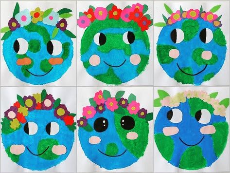 Earth Day Recycled Art, Earth Day Art Projects Elementary, Earth Day Art Projects For Kids, Earth Day Art For Kids, April Art Projects For Kids, Earth Day Art Projects, Earth Art Projects, Earth Day Preschool Activities, Earth Day Art