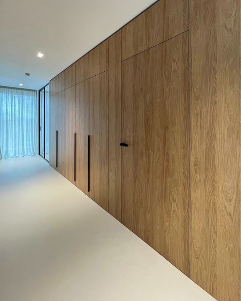 How to build wood panel walls with concealed doors | Angelbau Concealed Doors In Wall, Concealed Doors, Wood Wall Cladding, Wooden Wall Cladding, Double Closet Doors, Panel Walls, Glass Partition Wall, Invisible Doors, Modern Barn Door