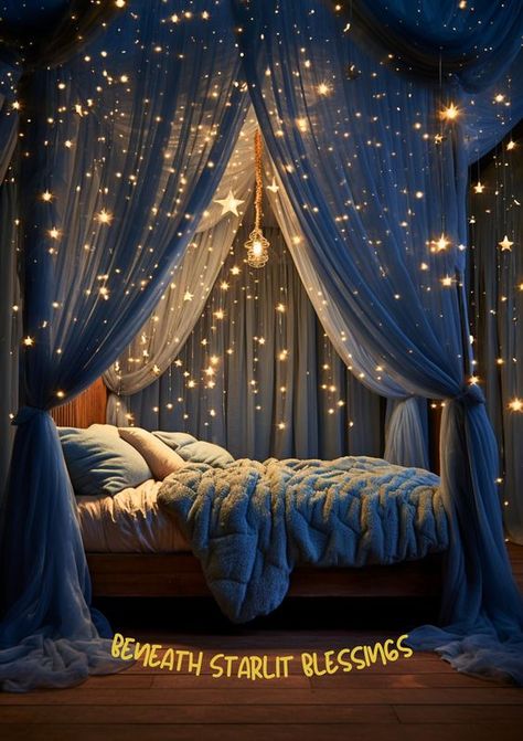 13 Glamorous Celestial Bedroom Aesthetic Ideas For Your Space - Drop By My Home Magic Room Aesthetic, Star Room Aesthetic, Space Themed Bedroom Aesthetic, Galaxy Themed Bedroom, Galaxy Themed Room, Galaxy Room Ideas, Dreamy Bedrooms Romantic, Celestial Room Aesthetic, Celestial Bedroom Aesthetic