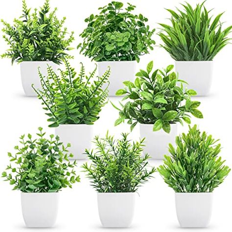 Der Rose 8 Packs Fake Plants Small Artificial Faux Potted Plants for Home Office Farmhouse Bathroom Bedroom Decor Indoor Faux Potted Plants, Plants For Home Office, Home Office Farmhouse, Fake House Plants, Fake Potted Plants, Office Farmhouse, Artificial Plants Decor, Plants For Home, Fake Plants Decor