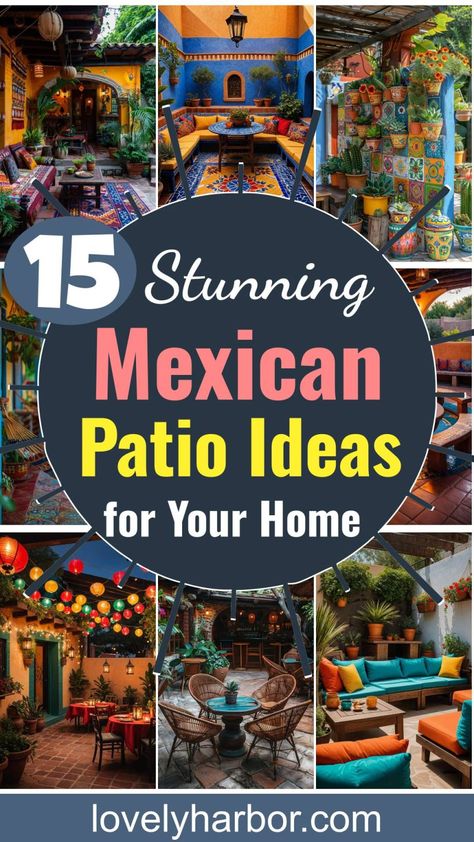 15 Stunning Mexican Patio Ideas for Your Home 2 Boho Modern Patio, Texas Patio Ideas, Mexican Tile Patio, Talavera Backyard, Mexican Outdoor Decor Patio, Spanish Terrace, Mexican Patio Decor, Mexican Outdoor Decor, Patio Mexicano