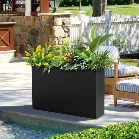 Amazon.com : FENCY Metal Rectangular Planter Box Large Planters for Outdoor Plants, Tall Planters for Outdoor Plants with Drainage Holes, Rectangular Planters for Outdoor Plants (35.4" L x 9" W x 25.6" H) : Patio, Lawn & Garden Rectangular Planter Box, Long Planter, Large Outdoor Planters, Rectangle Planters, Rectangular Planters, Tall Planters, Large Planters, Planter Box, Patio Spaces