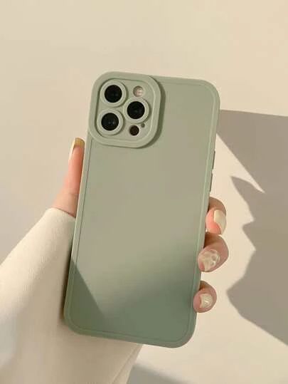 Flower Decor Clear Phone Case | SHEIN USA Phone Cases Neutral, Sage Green Iphone Case, Phone Cases Green, Sage Green Phone Case, Phone Mask, Minimalist Iphone Cases, Minimalist Phone Cases, Green Phone Case, Green Iphone Case