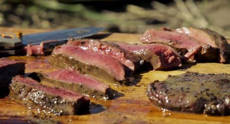 Seared venison heart with whiskey butter. This is a recipe every deer hunter out there needs to learn. Venison Heart Recipes, Deer Heart Recipe, Whiskey Butter, Forest Foraging, How To Cook Venison, Elk Recipes, Deer Heart, Deer Recipes, Game Meat