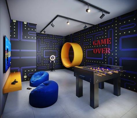 Playstation Room, Aesthetic Bloxburg, Guys Room Aesthetic, Games Room Inspiration, Gaming Lounge, Small Game Rooms, Arcade Room, Home Nails, Nails Home