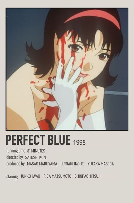 Perfect Blue Polaroid Poster, Aesthetic Anime Poster, Perfect Blue Poster, Anime Prints, Minimalist Anime, Anime Wall Prints !!, Posters Minimalist, Movie Card, Anime Suggestions