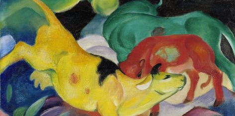 Blue Rider, Yellow Art Print, Franz Marc, Classic Art Prints, Cow Painting, Modern Artists, Red Green Yellow, Aluminum Wall Art, Art Sur Toile