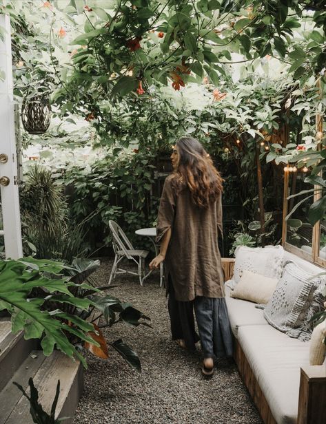 The vine canopy we created over our tiny garden Vine Canopy, Compost Tumbler, Modern Tiny House, Tiny Space, Live Beautifully, Garden Doors, Garden Sofa, Back Gardens, Back Patio