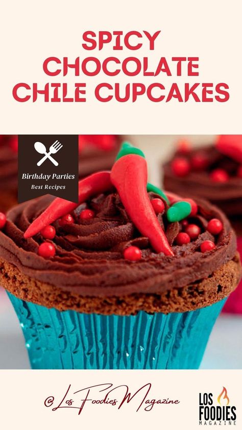 These chocolate cupcakes, heated up with some spicy red chile, are extraordinarily special. They are perfect for everything from birthday parties to afternoon tea—a great snack when you're craving chocolate, and an ideal dessert after a chile meal. Frost them with your favorite chocolate buttercream frosting, and if in a hurry, you can use the premade frosting. How To Make Spicy Chocolate Red Chile Cupcakes Recipe? See More Our recipes Page.. Mexican Hot Chocolate Cupcakes, Spicy Chocolate Cupcakes, Spicy Cupcakes, Chili Cupcakes, Hot Chocolate Cupcakes, Spicy Chocolate, Chocolate Chili, Chocolate Chip Cupcakes, Mexican Chocolate