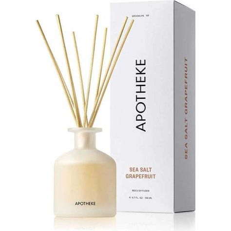 Our Sea Salt Grapefruit Reed Diffuser fills any space with months of bright, fresh fragrance. Notes of ripe grapefruit and black pepper intertwined with sea salt blend together for an energizing, juicy scent. Balanced with dew drop accords and tarragon, Sea Salt Grapefruit will instantly transport you from your couch to your favorite summer spot by the sea. 6.7 fl. oz3" D, 5" H (without reeds), 10" H (with reeds)Lasts 3-4 monthsMade in the USAAlcohol free | APOTHEKE | Sea Salt Grapefruit Reed Di Reed Diffuser Blends, Reed Diffuser Refill, Translucent Glass, Reed Diffusers, Green Fruit, Linen White, Glass Diffuser, Diffuser Blends, Glass Vessel