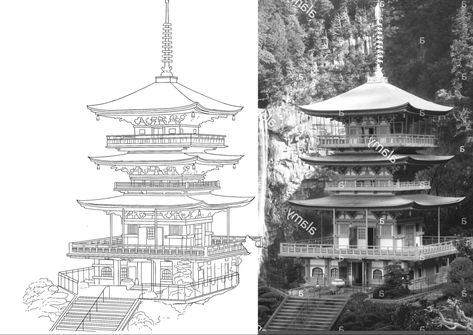 Pagoda Tattoo Stencil, Pagoda Tattoo, Temple Drawing, Japan Temple, Abc Art, Dot Tattoos, Japan Landscape, Tattoo Outline Drawing, Japan Tattoo Design