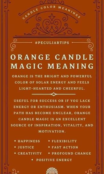 Candle Magic Meaning, Orange Candle Magic, Luck Rituals, Candle Color Meanings Magic, Witchcraft Candle Magic, Candle Meanings, Candle Magik, Candle Color Meanings, Candle Meaning