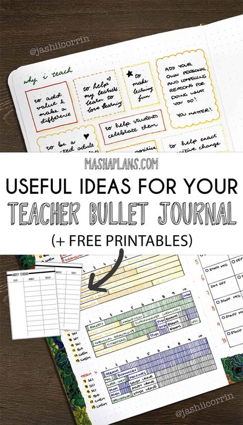 Can teachers use their Bullet Journals to no longer be a "stress mess"? They sure can! JashiiCorrin will share with you some amazing teacher Bullet Journal page ideas. Bujo For Teachers, Teacher Notebook Organization, Teacher Bujo Spreads, Teachers Planner Ideas, Teacher Journal Planner, Teacher Notebook Ideas, Teacher Journal Ideas, Teacher Bujo, Bullet Journal Outline