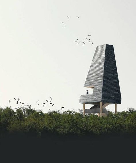 Copenhagen City, Animation Storyboard, Roof Shapes, Lookout Tower, Nature Park, Architectural Sketch, Trondheim, Architecture Rendering, Watch Tower